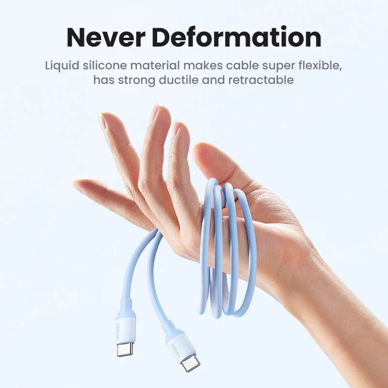 60W USB-C to USB-C Fast Charging Liquid Silicone Cable - 3