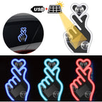Solar USB Heart Neon LED Car Window Atmosphere Light with Sensors