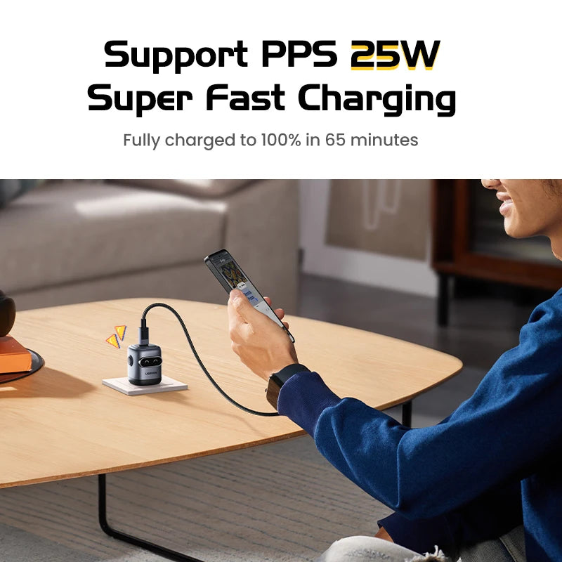 30W GaN USB-C Robot Fast Charger for Smartphones and Tablets