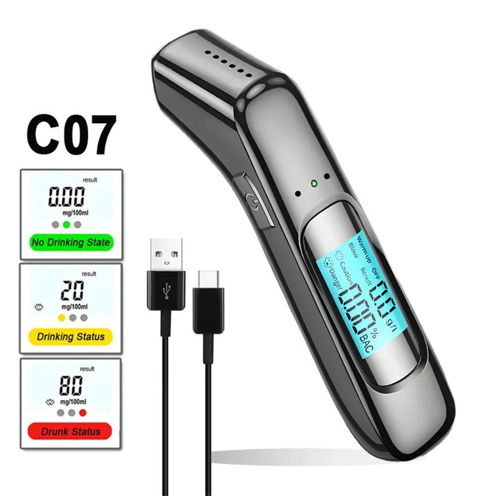 Portable Non-Contact Digital Alcohol Breathalyzer with USB Rechargeable