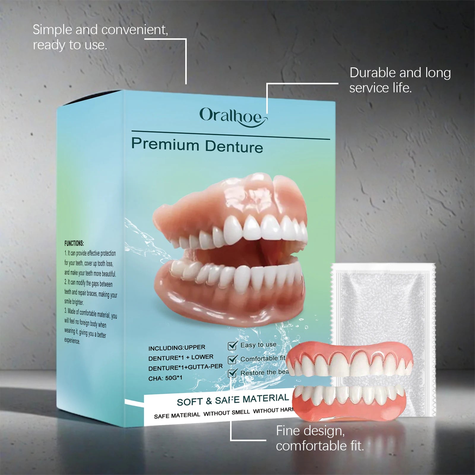 Temporary Silicone Dental Veneers and Denture Set - 11