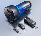 65W Dual Port Fast Car Charger with Voltage Display