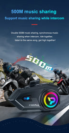 Bluetooth 6.0 Motorcycle Helmet Intercom Headset with FM Radio 500m