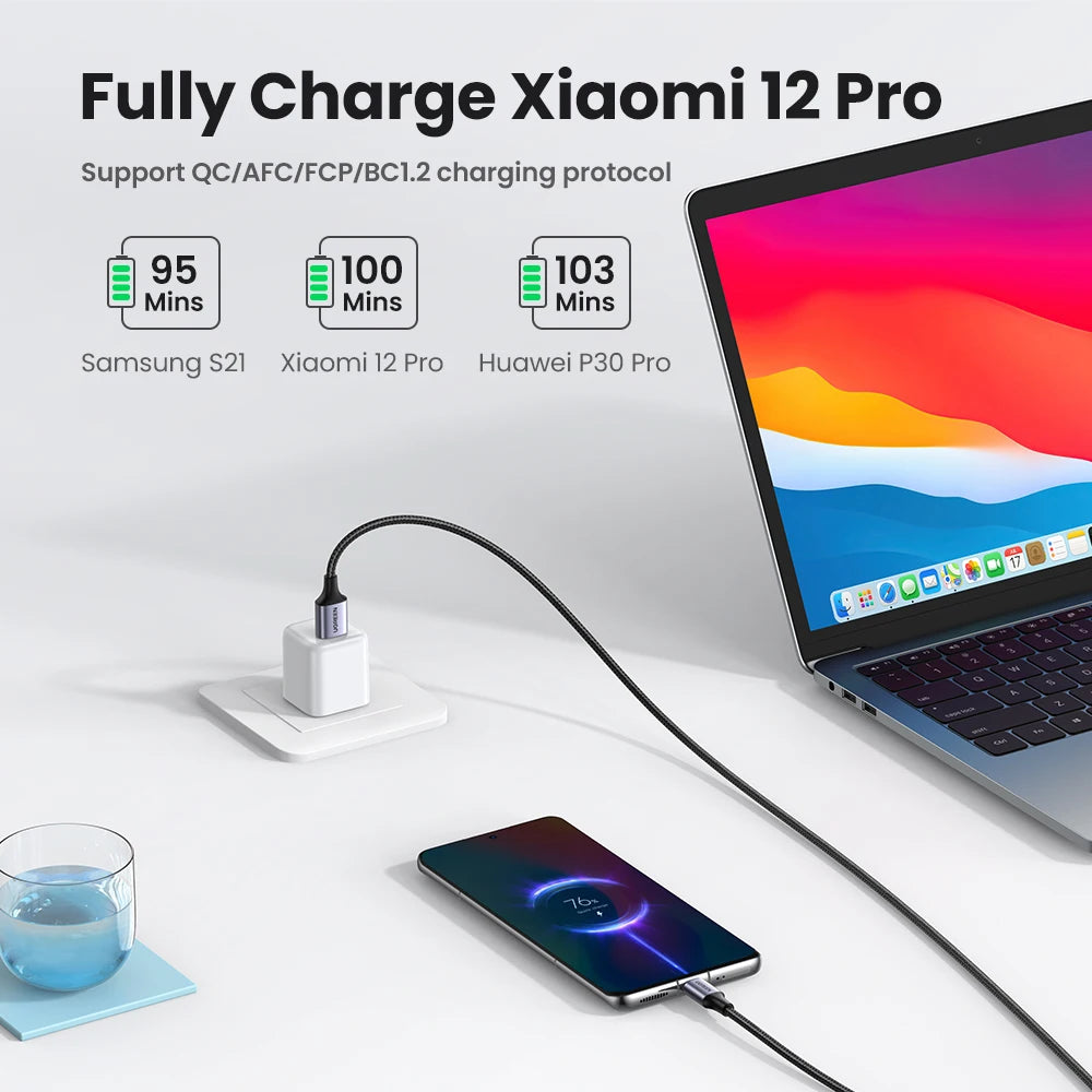 3A Fast Charging USB-A to USB-C Braided Data Cable