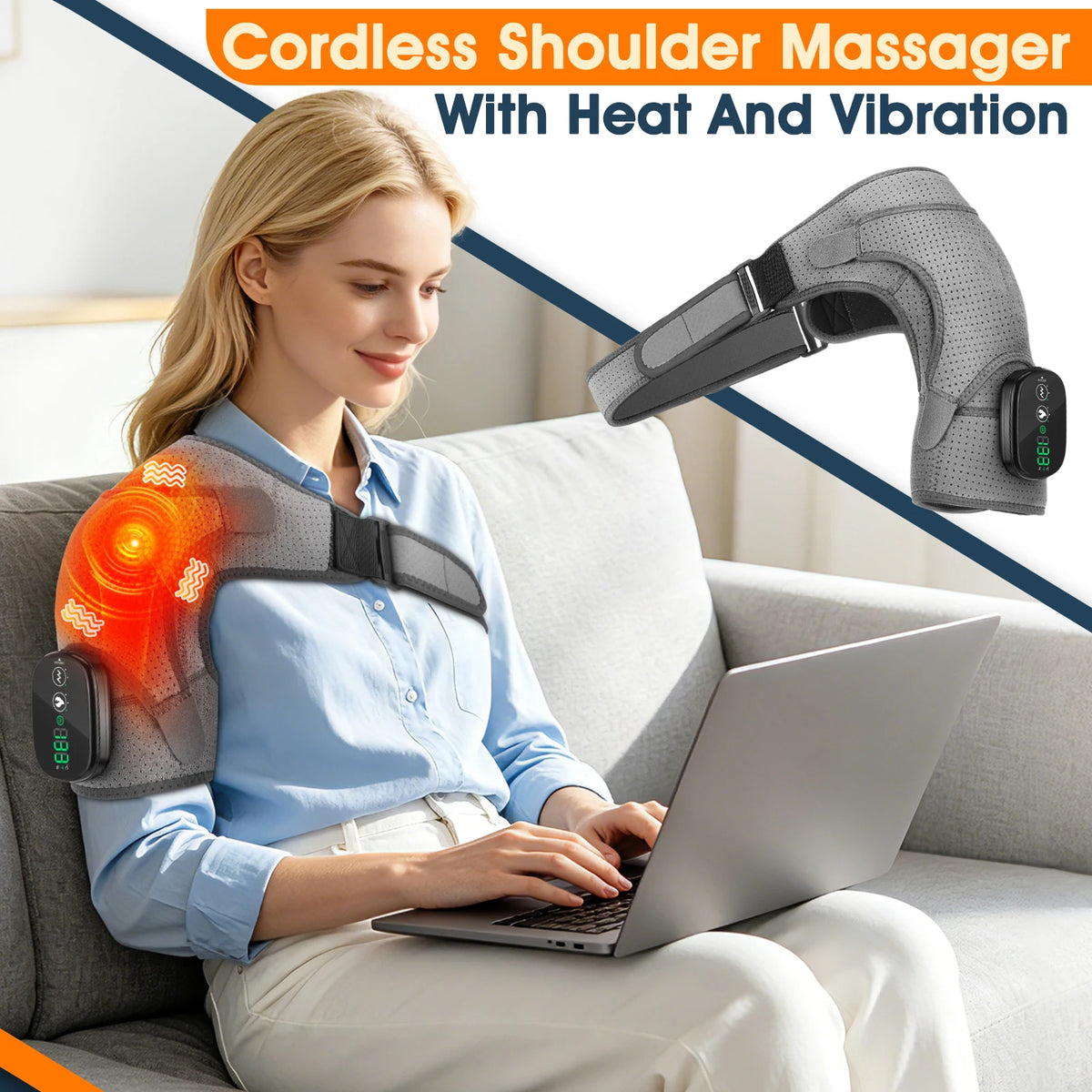 Cordless Heated Shoulder Massage Wrap with Vibration