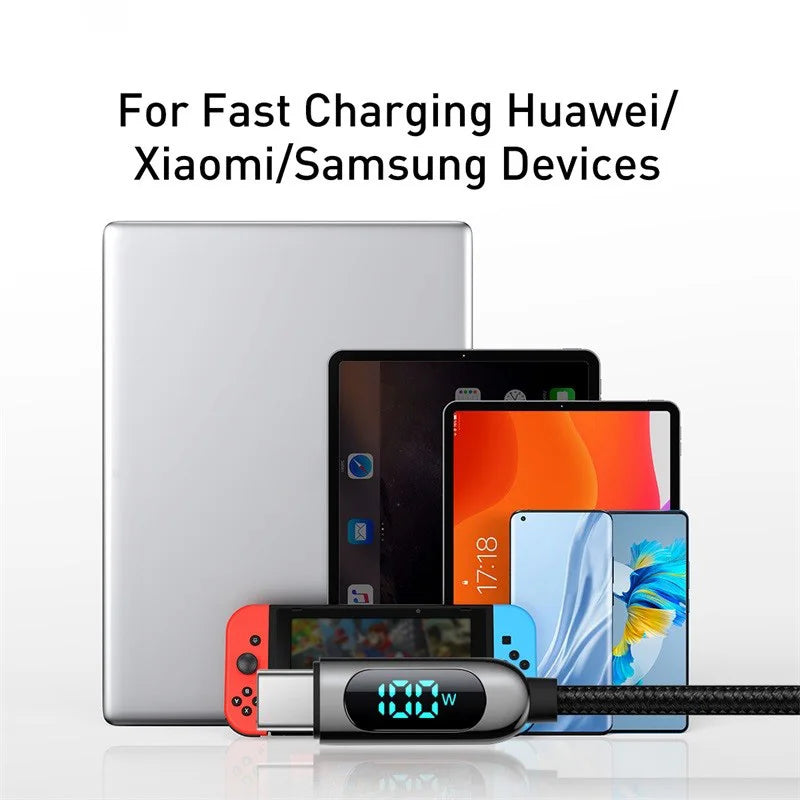 100W USB-C Fast Charging Cable with Digital Power Display