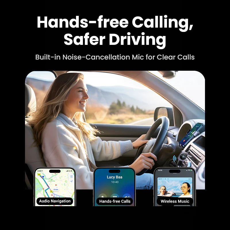Bluetooth 5.4 Aux Adapter for Car with LED Display - 3