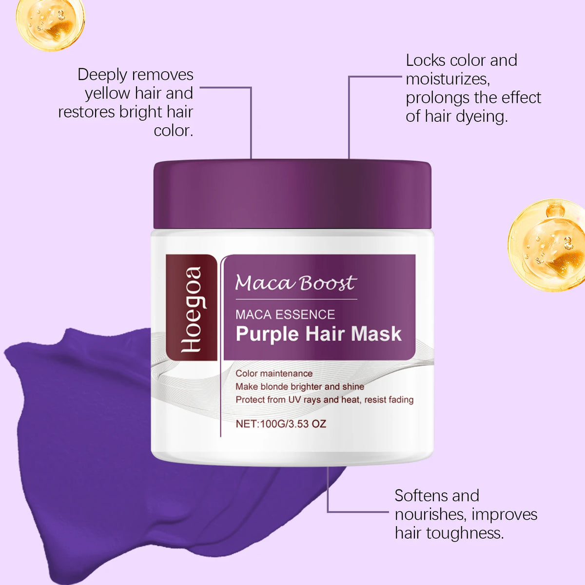 Purple Hair Mask and Shampoo Set for Color Protection and Repair
