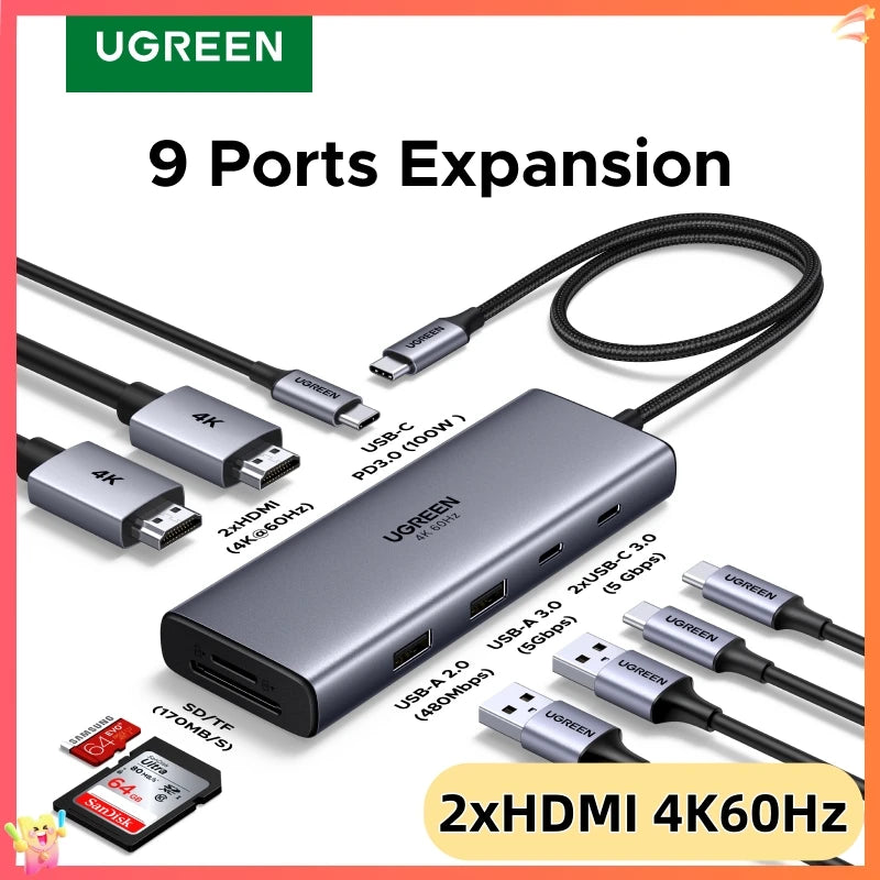 9-in-1 USB-C Docking Station with Dual 4K 60Hz HDMI Ports
