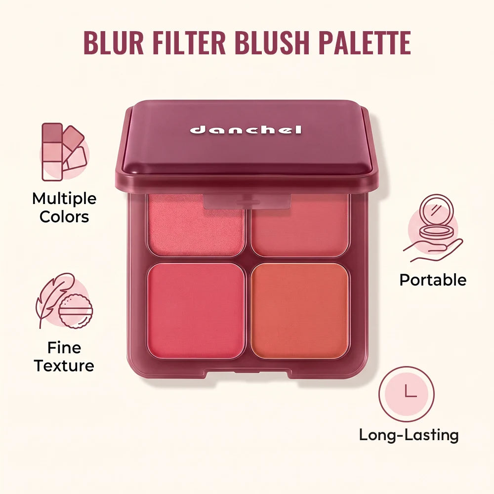4-Shade Matte and Shimmer Blush Palette - 2
