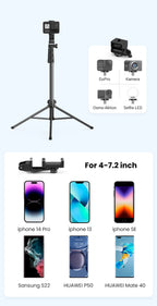1.7m Extendable Aluminum Phone Tripod with Bluetooth Remote
