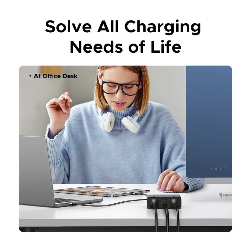 8-in-1 Compact Desktop Power Strip with USB-C Fast Charger - 5