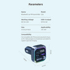Bluetooth 5.3 FM Transmitter Car Radio Modulator PD and QC3.0 Charger