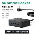 8-in-1 Compact Desktop Power Strip with USB-C Fast Charger