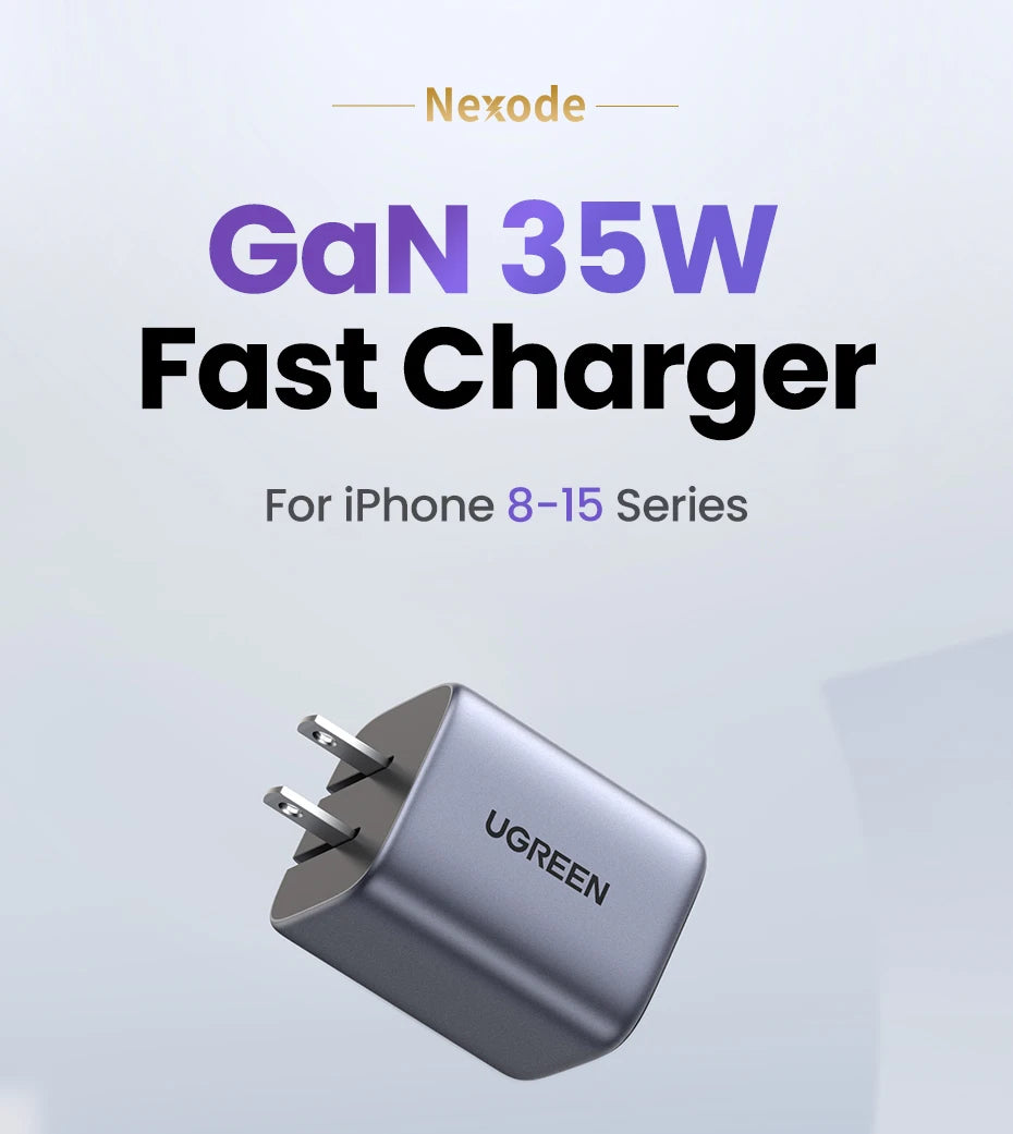 35W GaN Dual Port USB-C and USB-A Fast Wall Charger