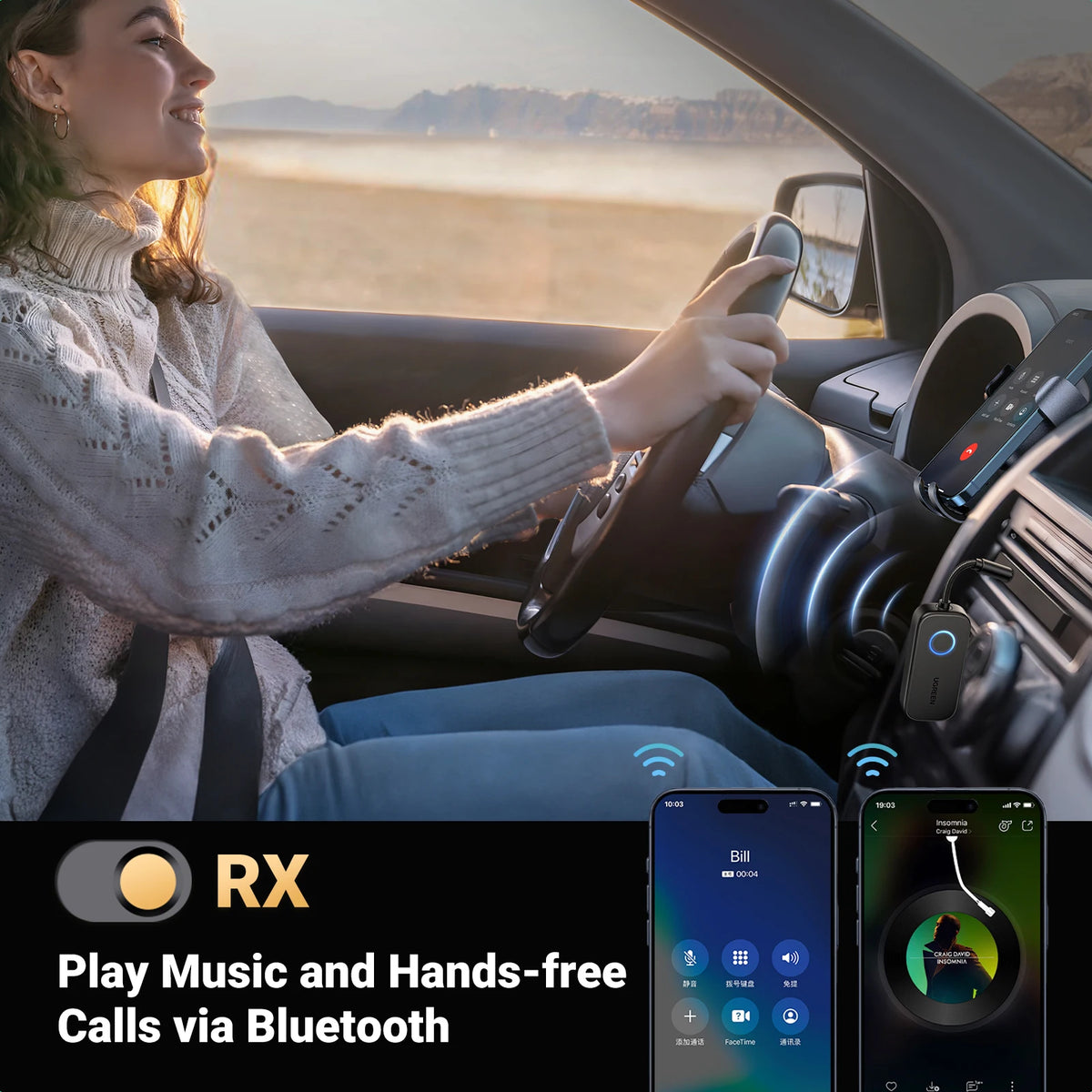 2-in-1 Bluetooth 5.2 Transmitter and Receiver for Airplane Travel