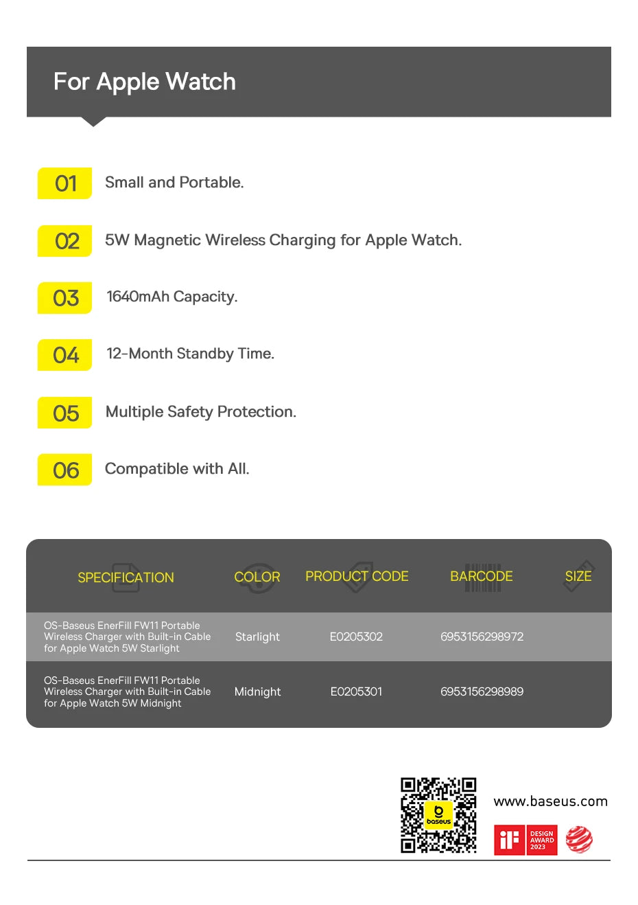 Magnetic Wireless Charger for Apple Watch