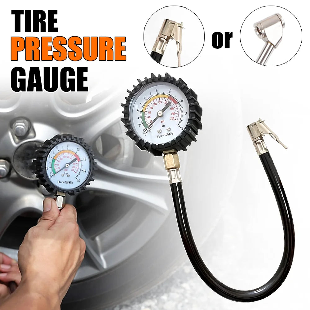 Heavy Duty Analog Tire Pressure Gauge for Cars and Motorcycles