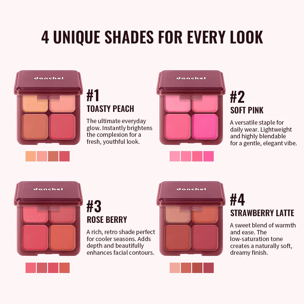 4-Shade Matte and Shimmer Blush Palette