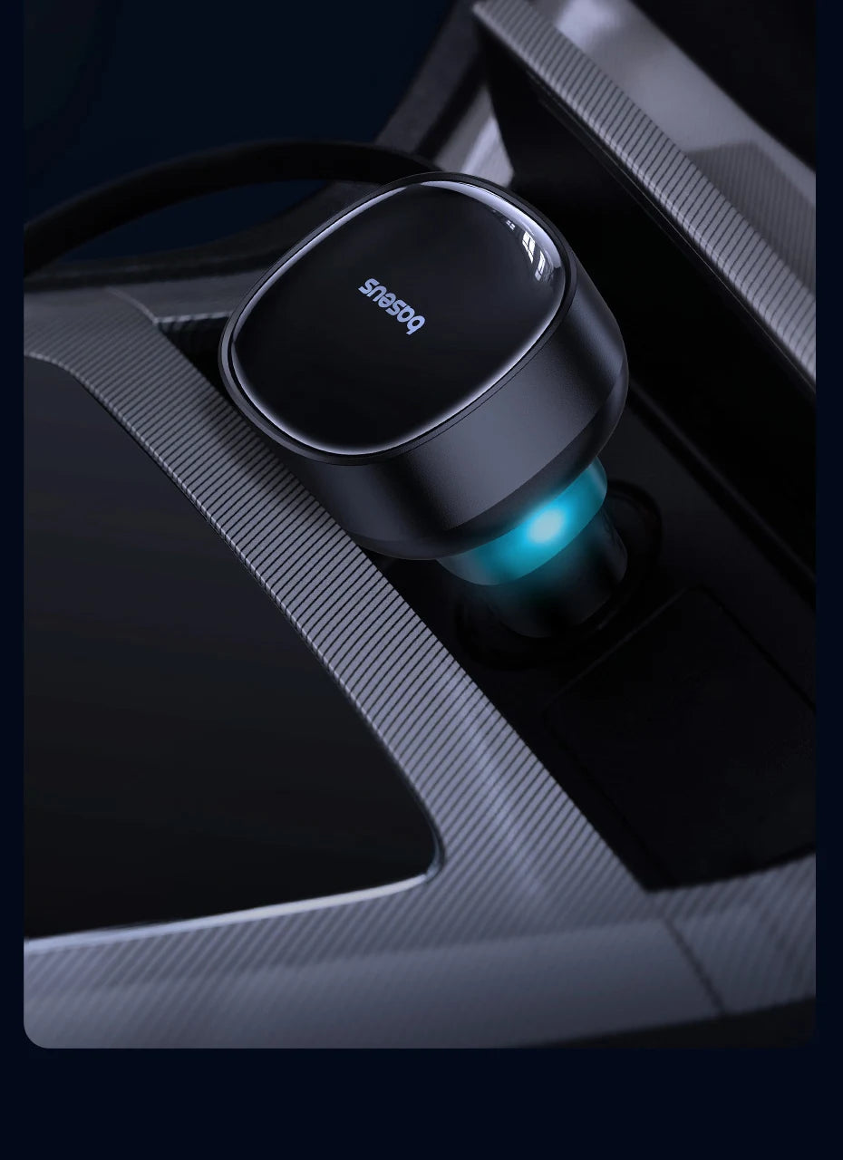 60W Fast Dual Port Car Charger with Retractable Cable