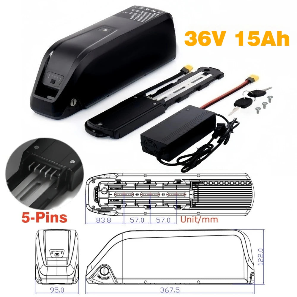 48V Hailong E-Bike Battery Pack with USB Charging Port
