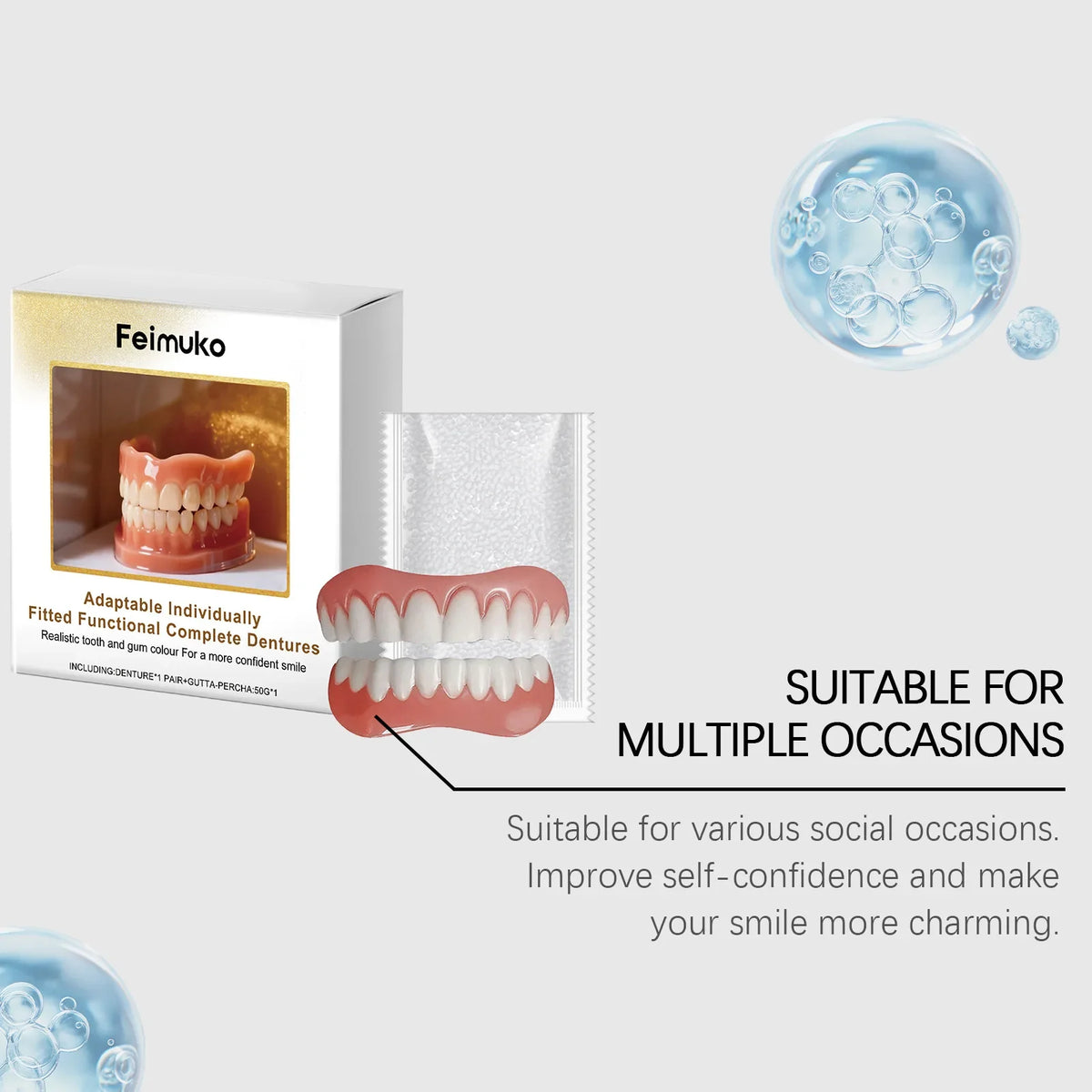 Temporary Cosmetic Denture Fitting Kit for Instant Smile Enhancement