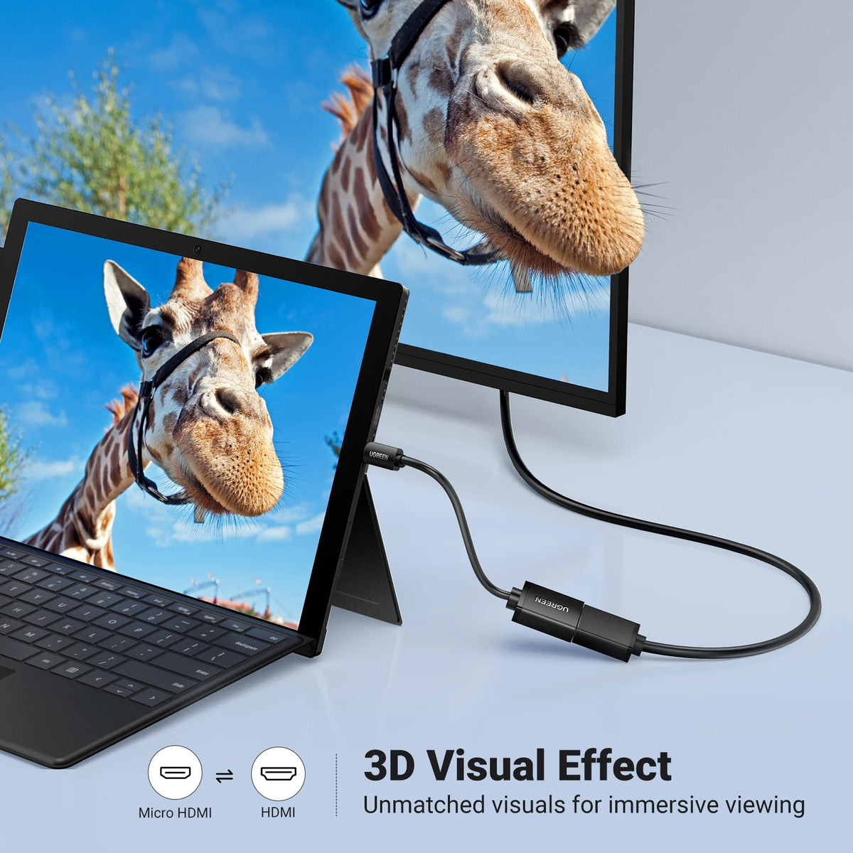 4K Micro HDMI to HDMI Adapter Cable for Cameras and Raspberry Pi