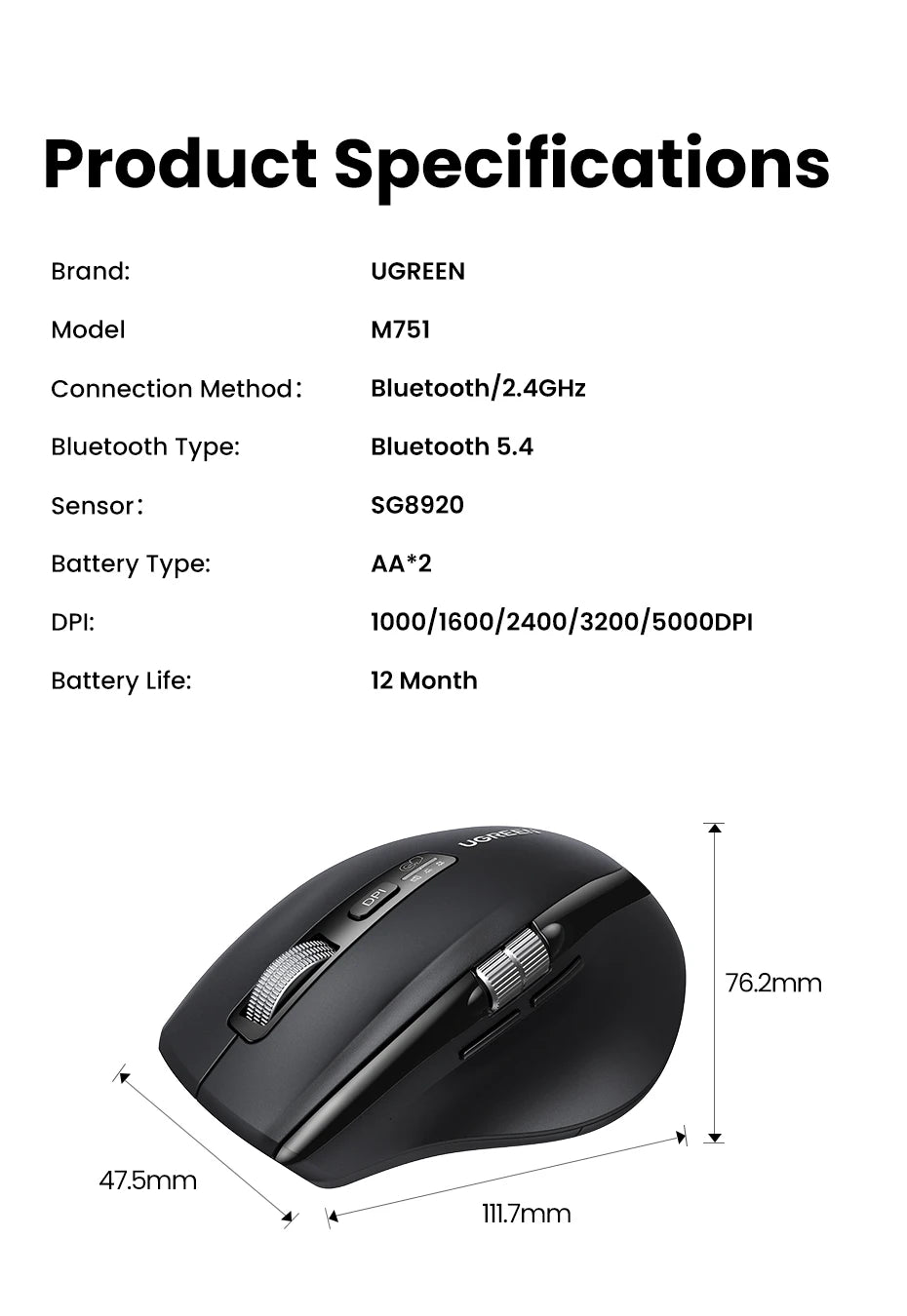 Ergonomic Wireless Bluetooth Mouse with Hyper-Fast Scroll - 21