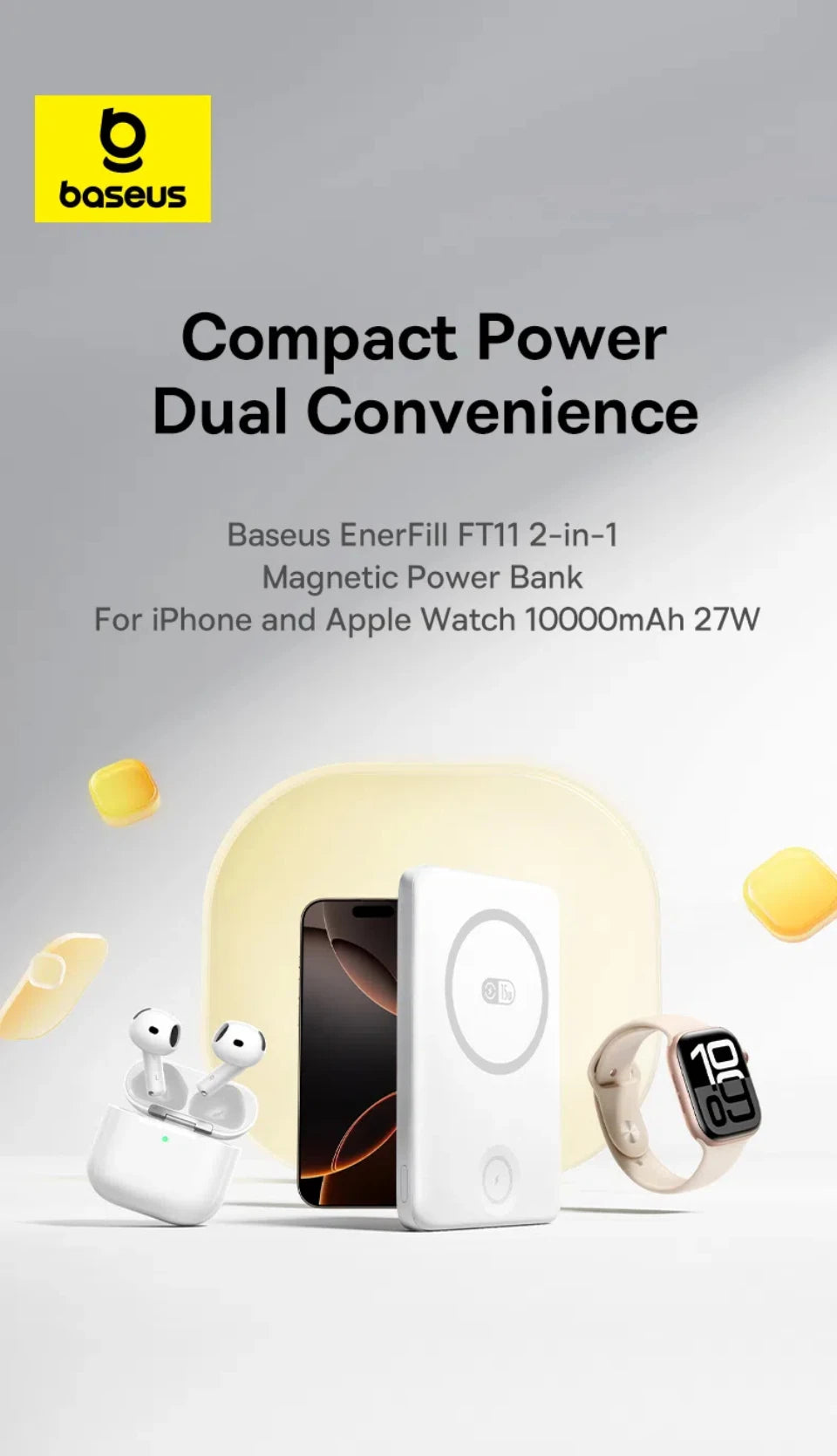 10000mAh Magnetic Wireless Power Bank for Phone and Watch