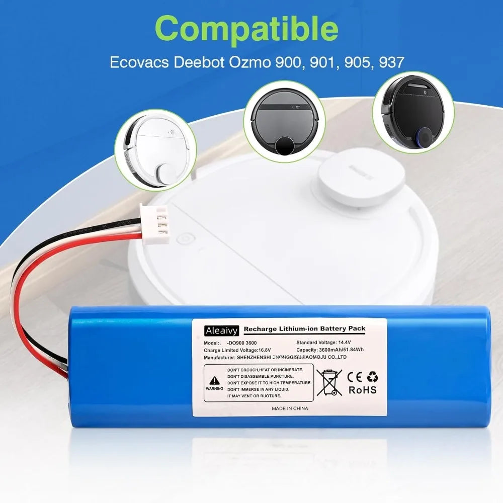 Replacement Lithium-Ion Battery for Deebot Ozmo Robot Vacuums