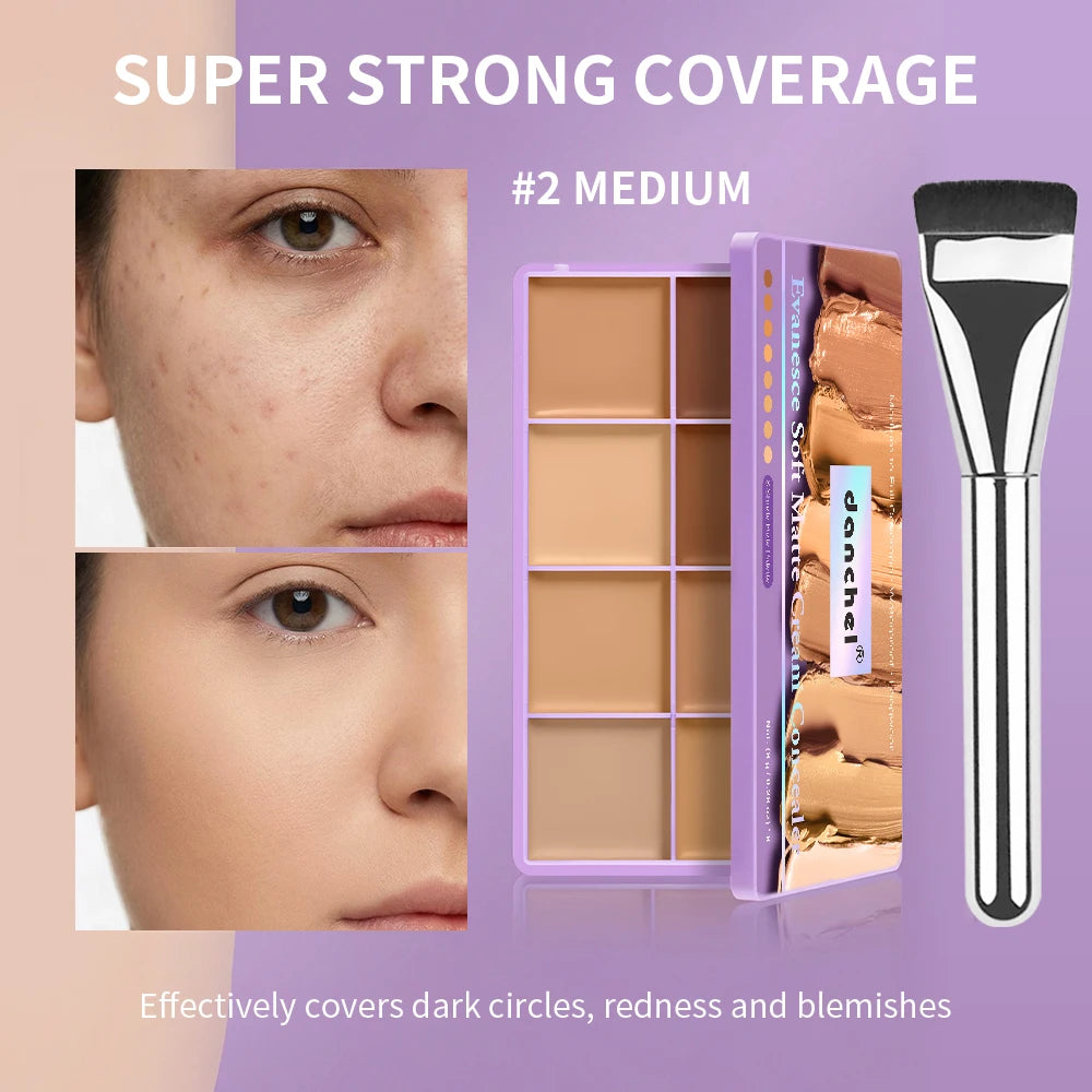 8-Shade Cream Concealer Palette for Full Coverage and Contouring