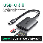USB-C Dual SD and MicroSD Card Reader 312MB/s