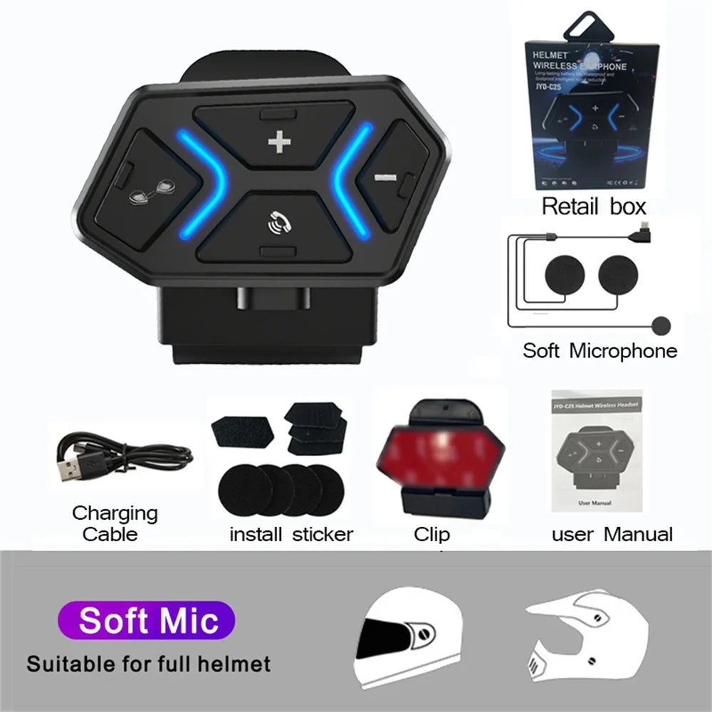 Bluetooth 5.4 Motorcycle Helmet Intercom Headset - 21