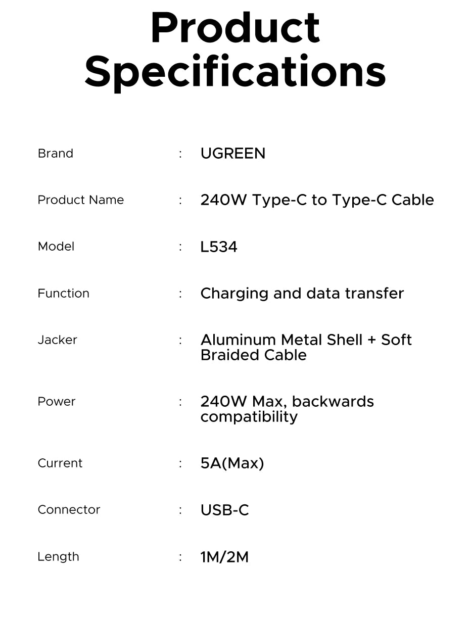 240W USB-C PD3.1 Fast Charging and Data Sync Cable - 15