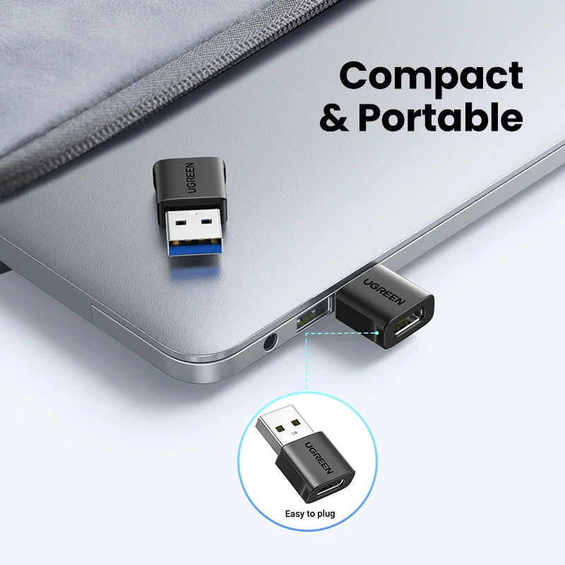 USB-A Male to USB-C Female OTG Adapter for Data and Charging