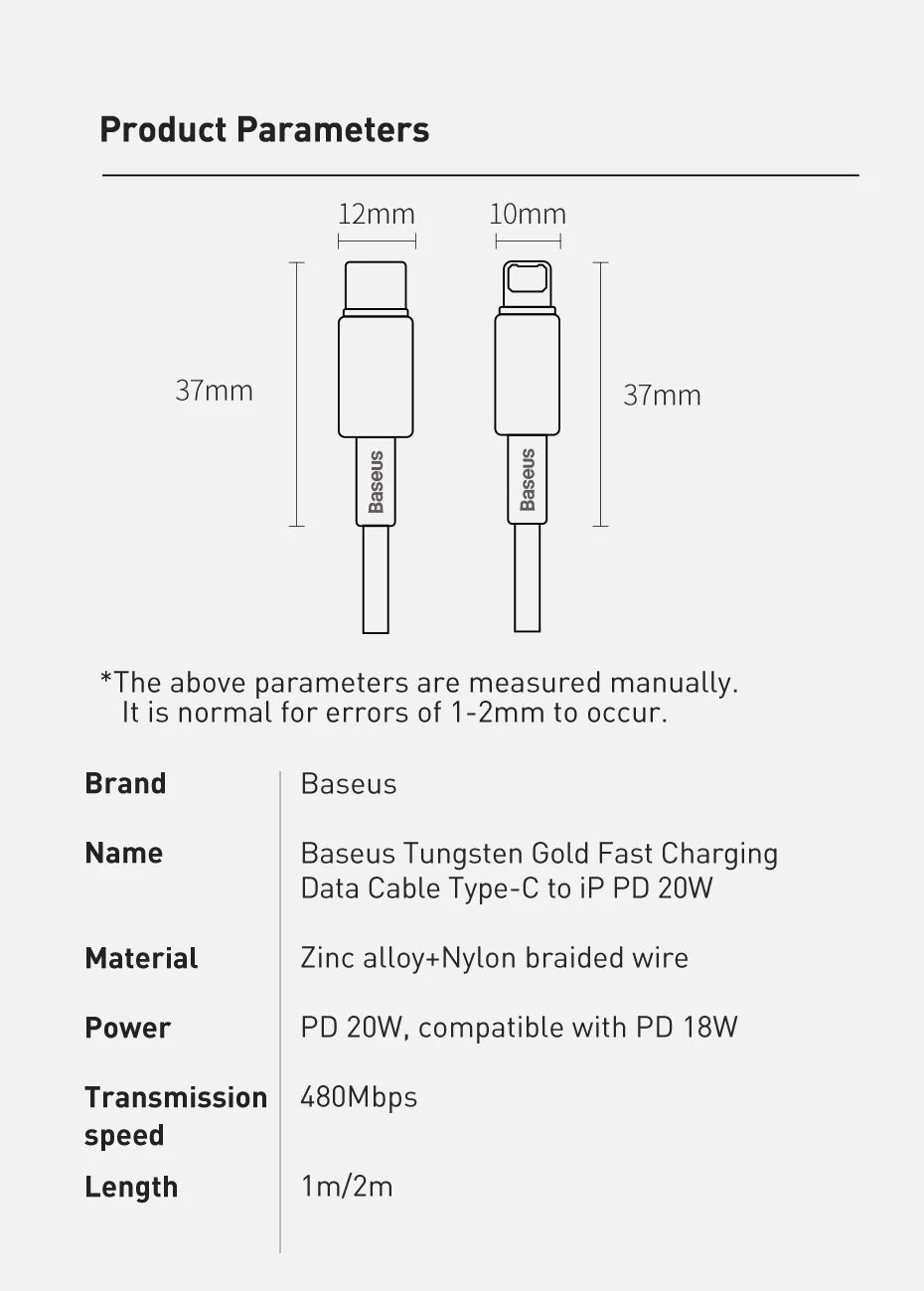 20W USB-C to Lightning PD Fast Charging Data Cable
