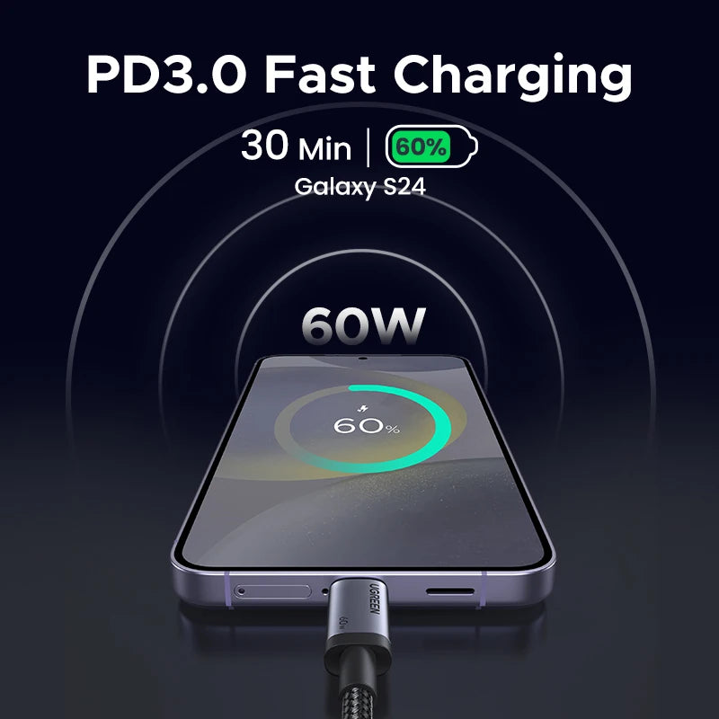 60W USB-C to USB-C Fast Charging and Data Sync Cable