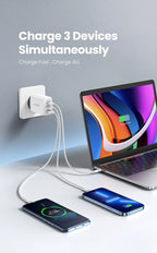 65W Fast PD Charger with Dual Type-C and USB-A Ports