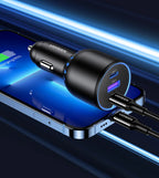 130W 3-Port Fast Car Charger for Laptops and Smartphones