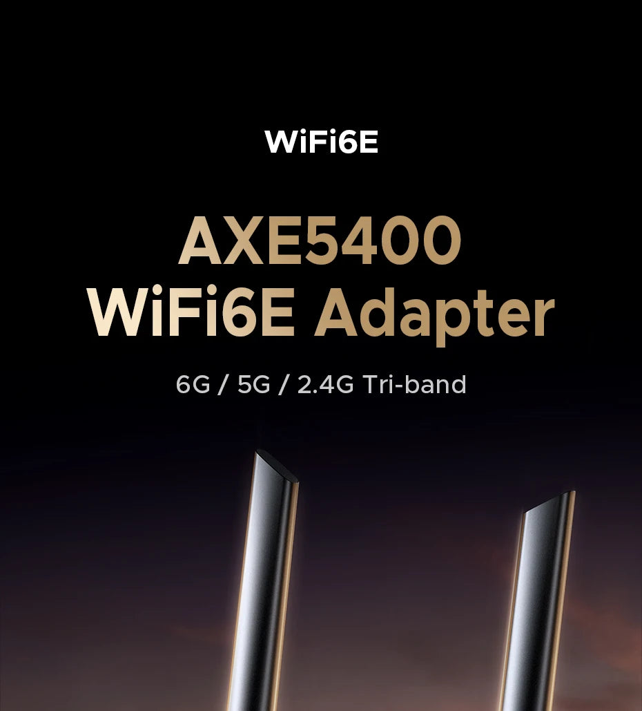 AXE5400 WiFi 6E USB 3.0 Tri-Band Wireless Adapter for PC