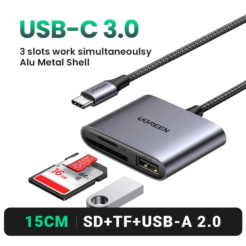 USB-C Multi-Port Card Reader for SD and Micro SD Cards