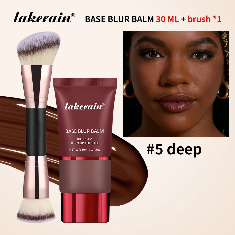 Matte Liquid Foundation and Dual-Ended Makeup Brush Set