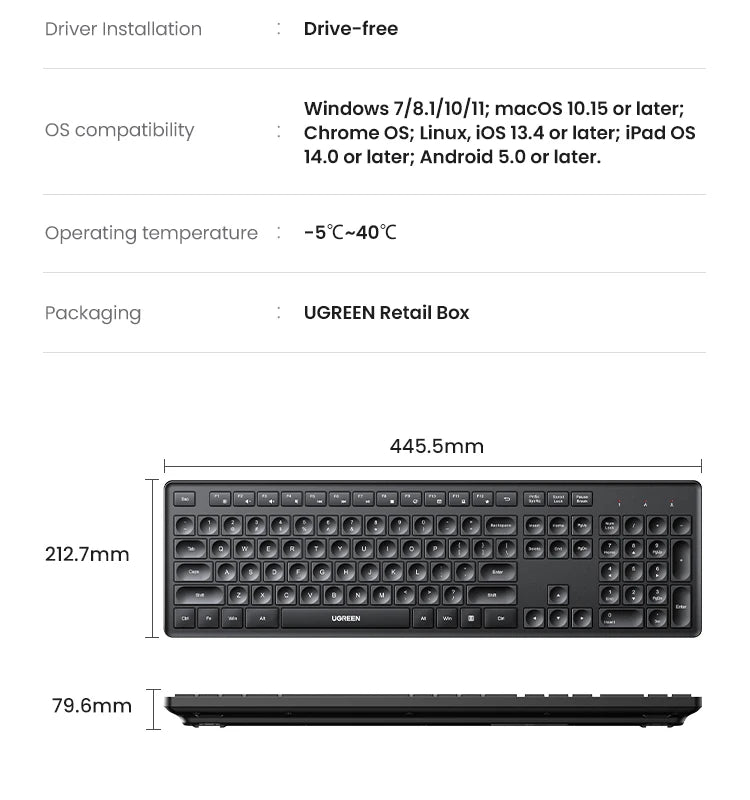Wireless Bluetooth Multi-Device Keyboard for Laptop Tablet PC