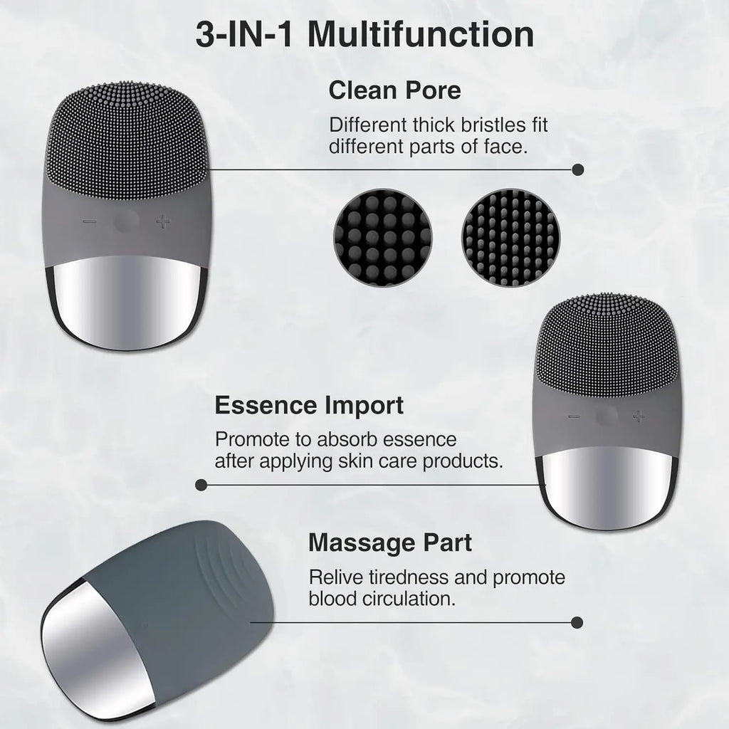 3-in-1 Electric Waterproof Silicone Facial Cleansing Brush