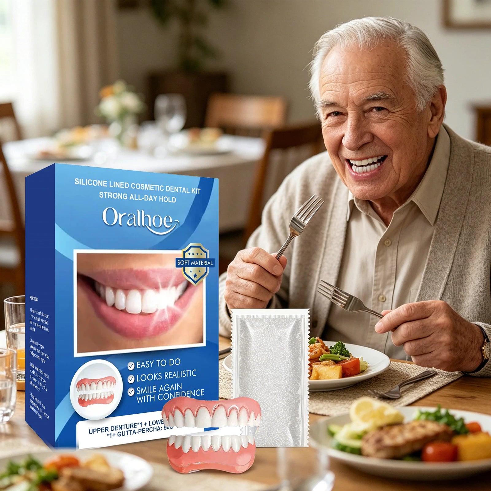Silicone Full Set Dentures for Instant Comfort Smile - 5