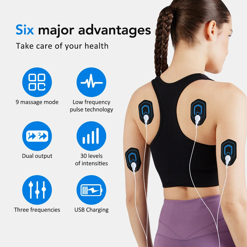 Portable Electric TENS EMS Body and Neck Muscle Massager - 8