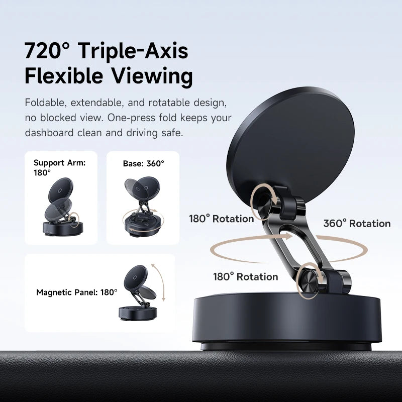 Magnetic Suction Cup Car Phone Mount with 720° Adjustable Rotation
