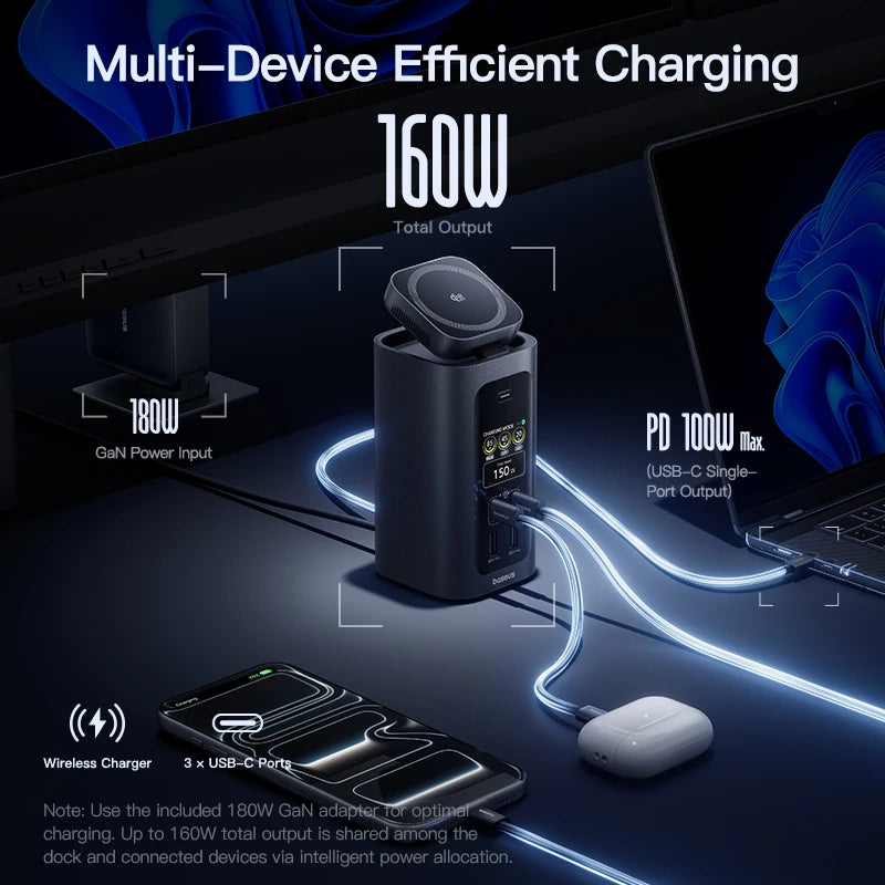 15-in-1 USB-C Docking Station with 25W Wireless Charger