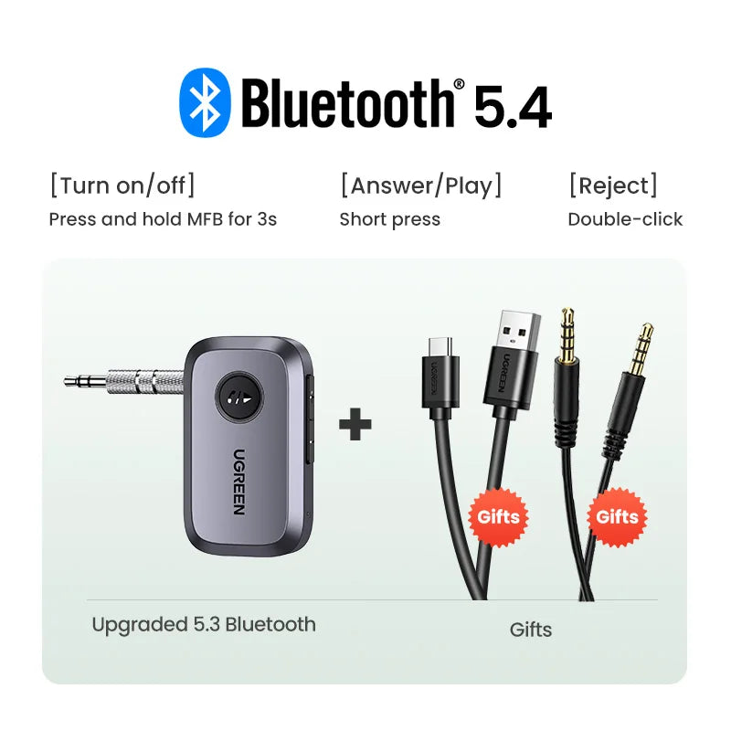 Bluetooth 5.4 Car Audio Receiver with 3.5mm AUX Adapter - 27