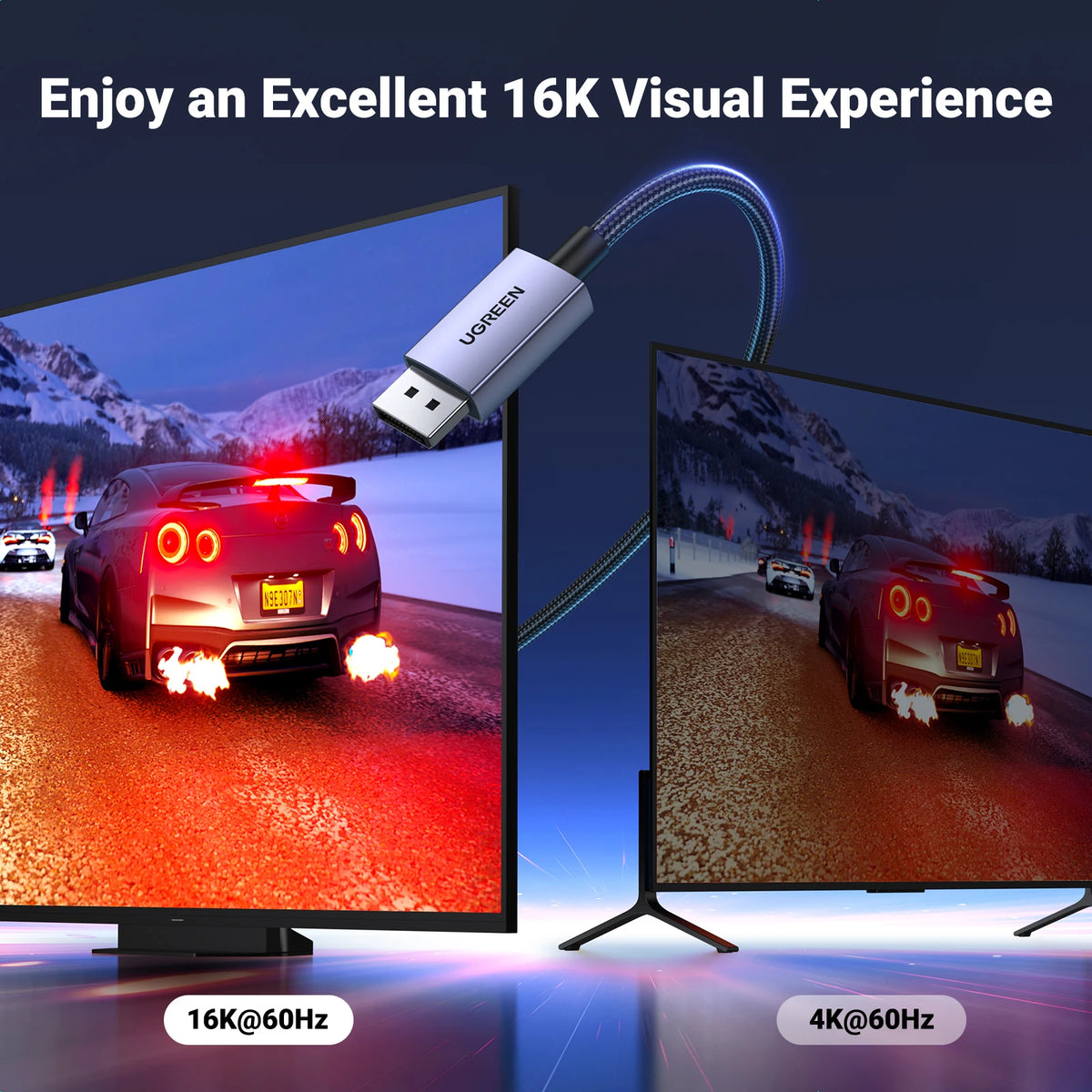 16K 8K DisplayPort 2.1 Cable for Gaming Monitors and PCs